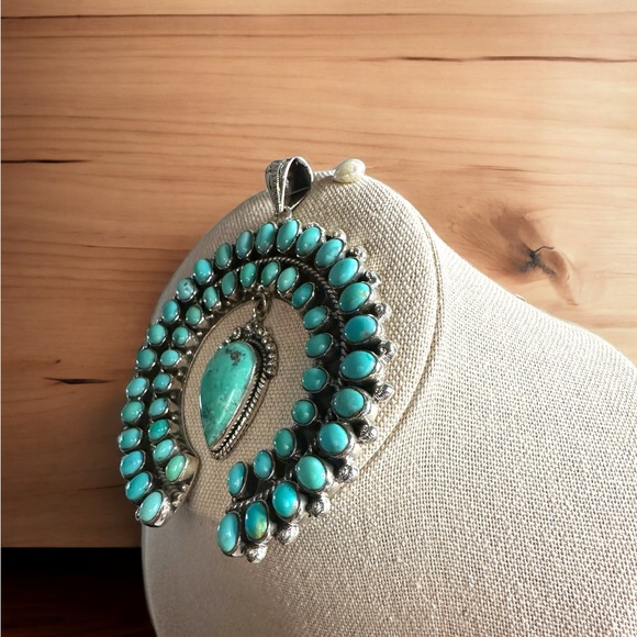 Large Turquoise Naja Pendant in Solid Sterling Silver - Picture 4 of 16